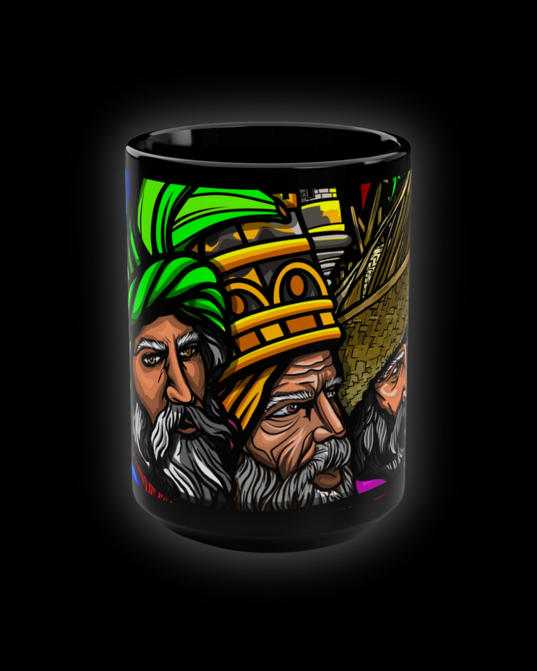 TRES SANTOS REYES Taza Negra 15oz