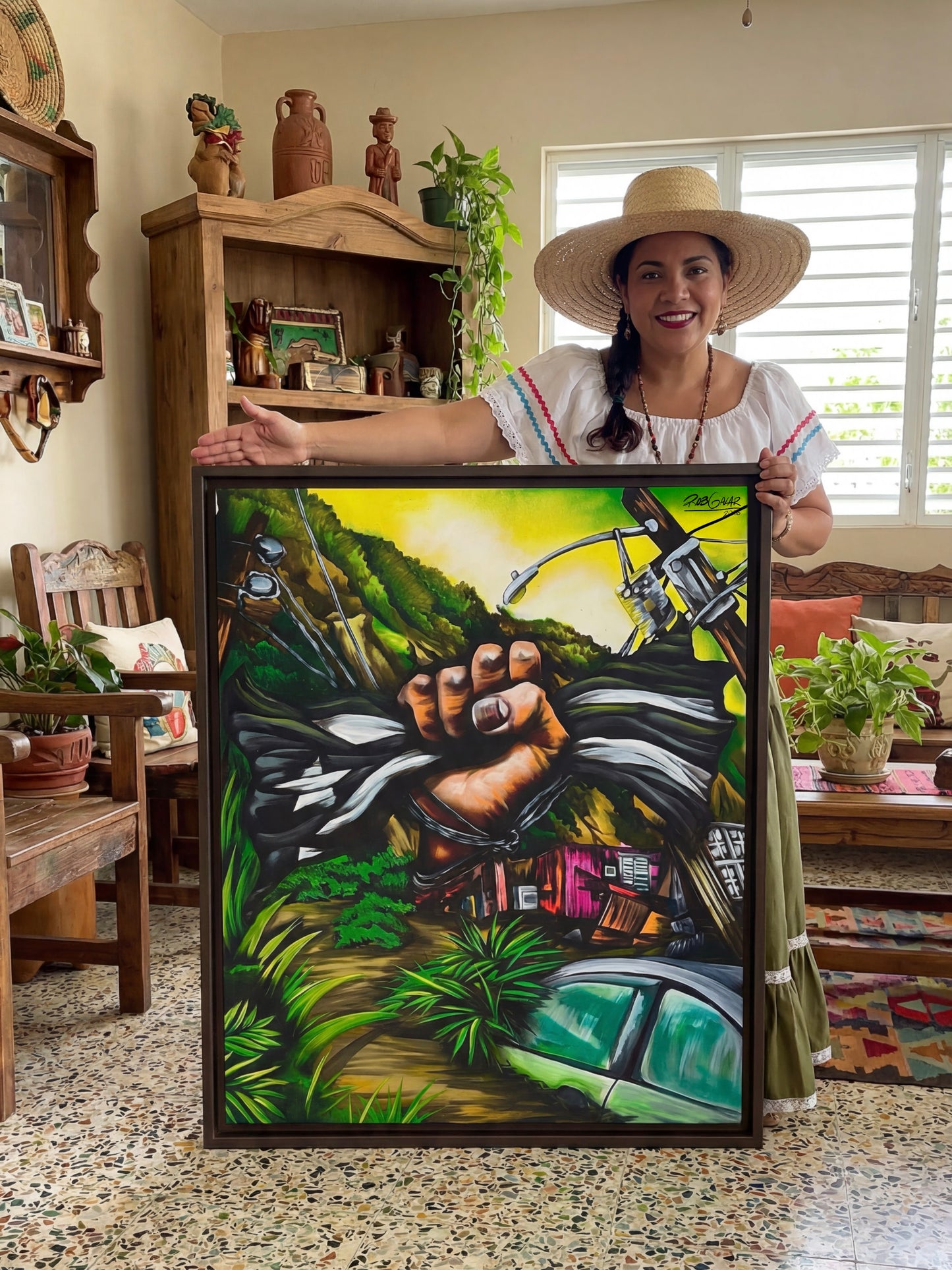 OBRA DE ARTE | Edición Limitada: "HURACÁN MARÍA" - Enmarcada con Canvas PREMIUM. ¡LISTA PARA TI!