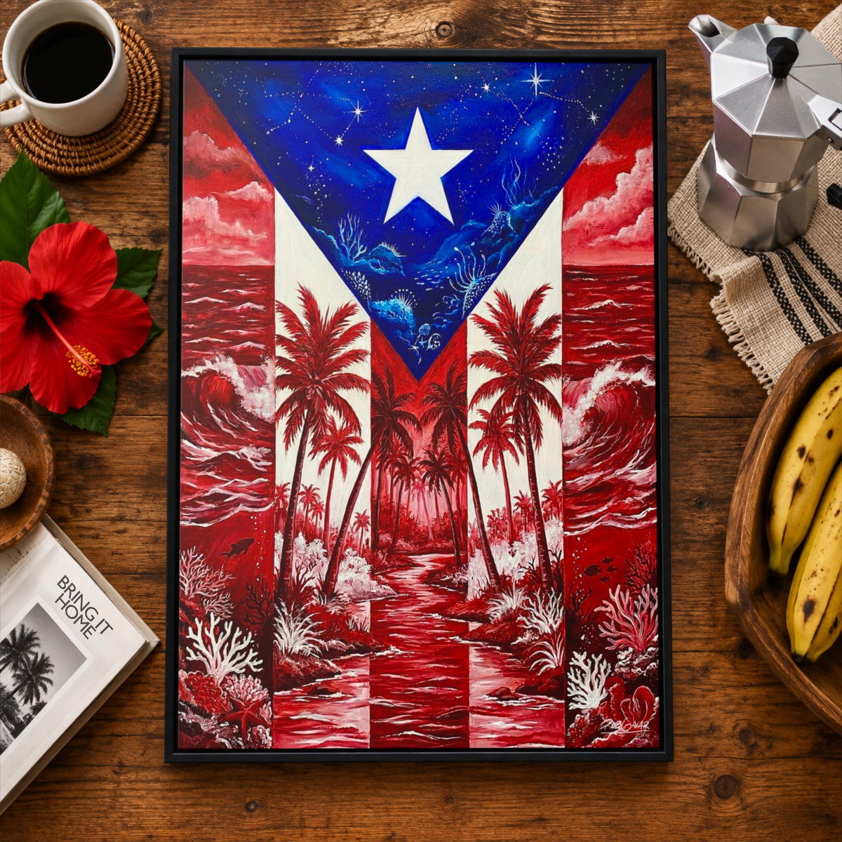 LOOK MY STAR - Framed Canvas Art Print