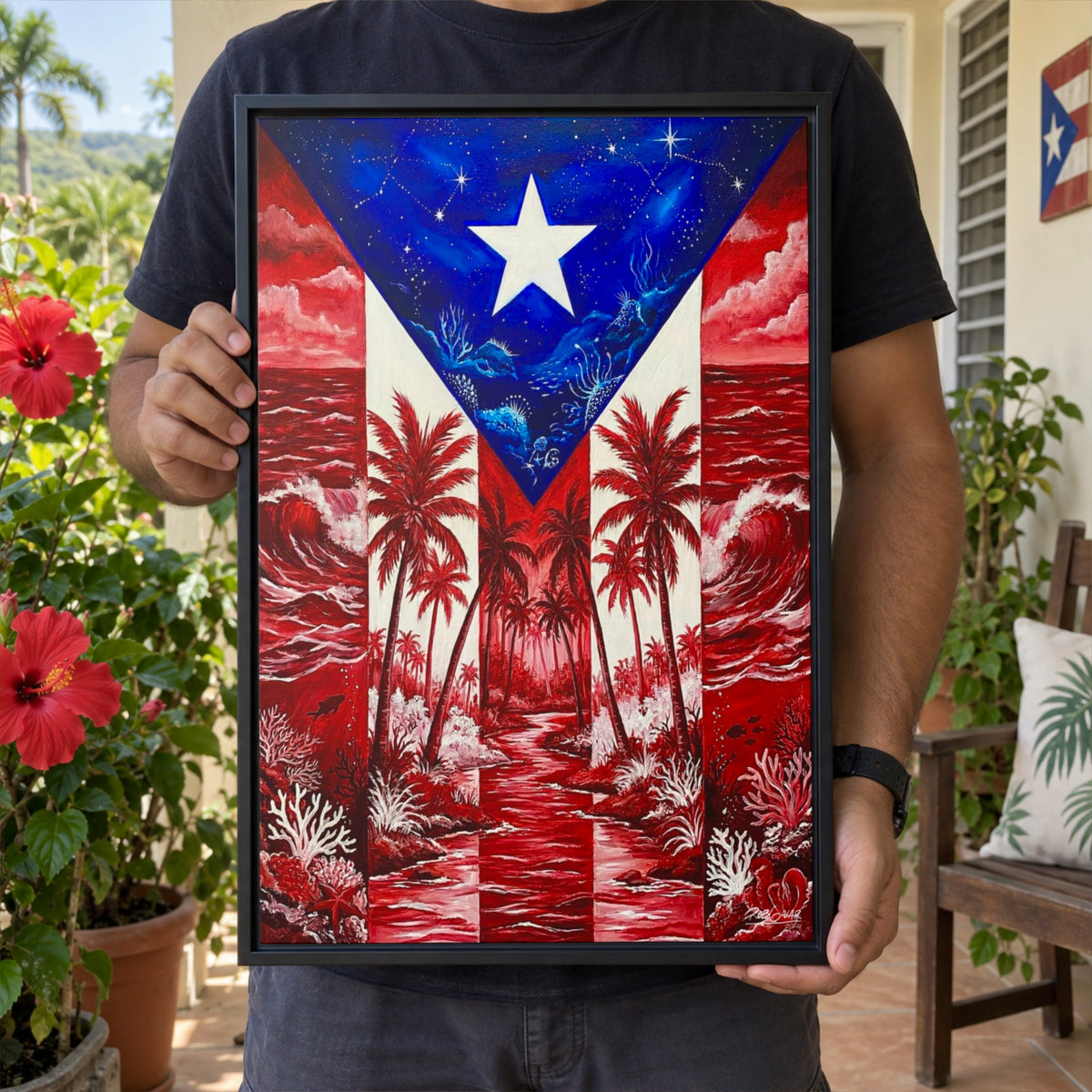 LOOK MY STAR - Framed Canvas Art Print