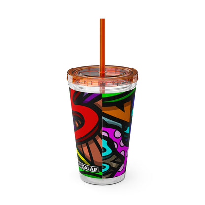 Vaso CURLY SUNSPLASH con pajita 16oz