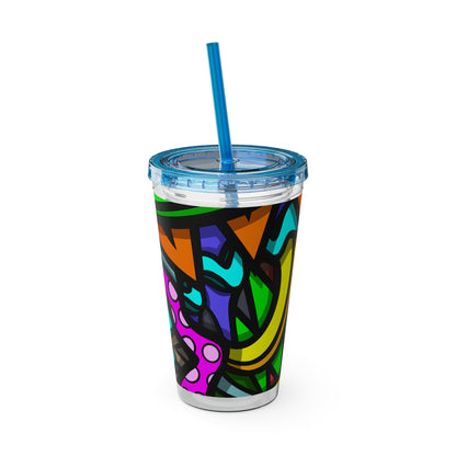 CURLY SUNSPLASH Tumbler with Straw