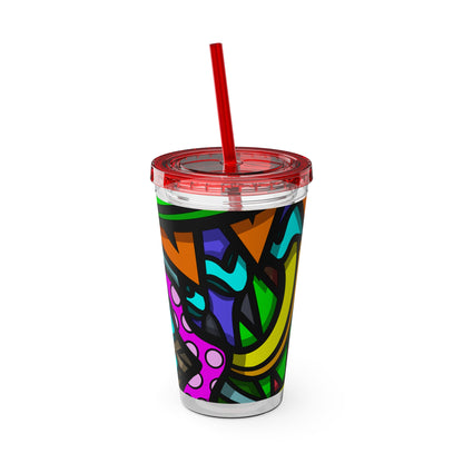 Vaso CURLY SUNSPLASH con pajita 16oz