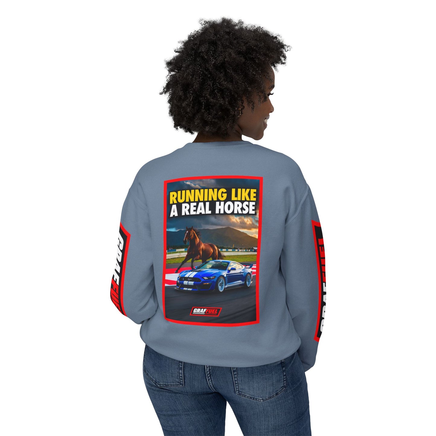 RUNNING LIKE A REAL HORSE Crewneck Sweatshirt