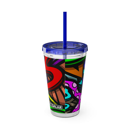 Vaso CURLY SUNSPLASH con pajita 16oz