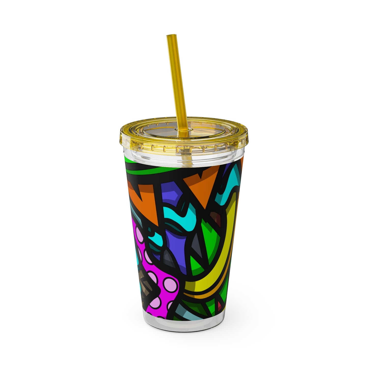 Vaso CURLY SUNSPLASH con pajita 16oz