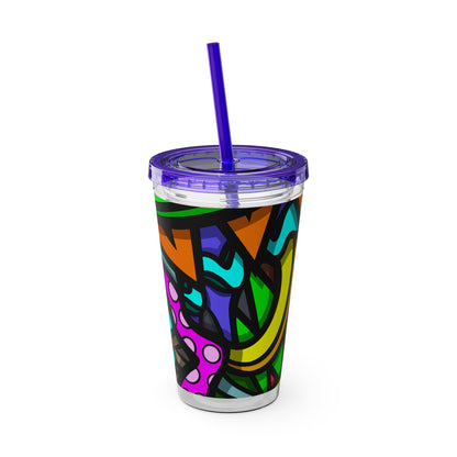 CURLY SUNSPLASH Tumbler with Straw