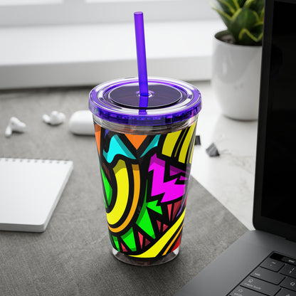 CURLY SUNSPLASH Tumbler with Straw