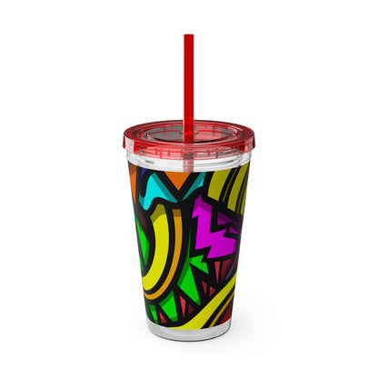 CURLY SUNSPLASH Tumbler with Straw