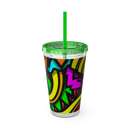 Vaso CURLY SUNSPLASH con pajita 16oz