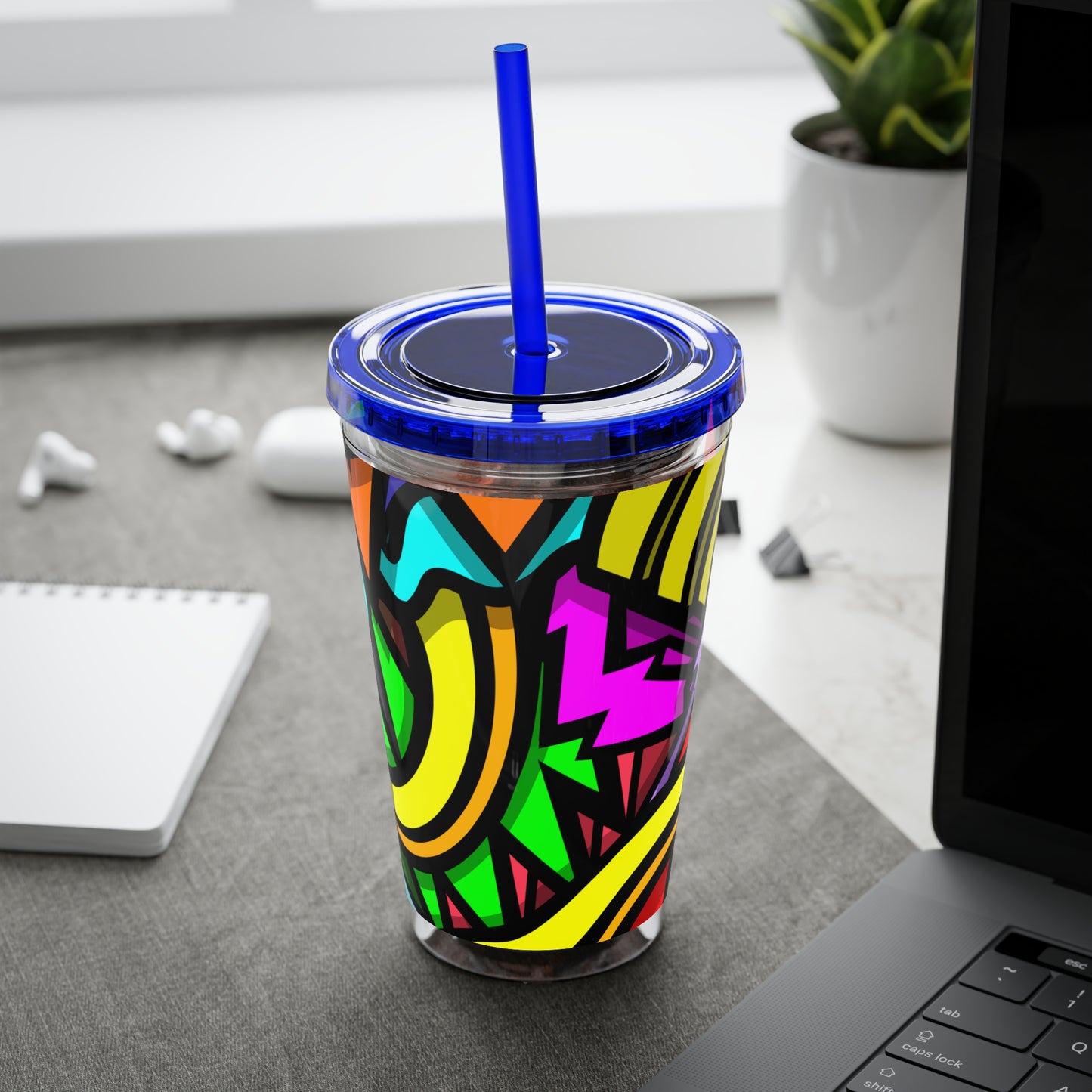 CURLY SUNSPLASH Tumbler with Straw