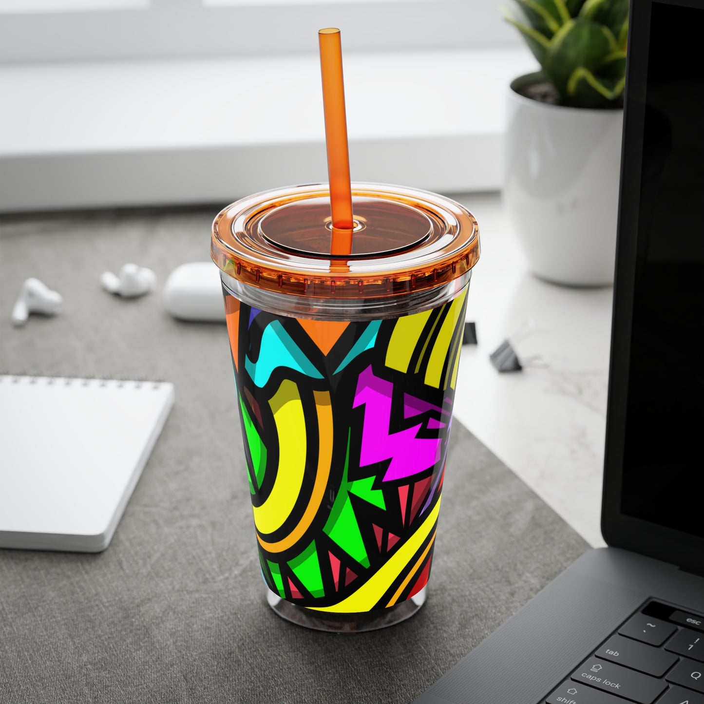 CURLY SUNSPLASH Tumbler with Straw