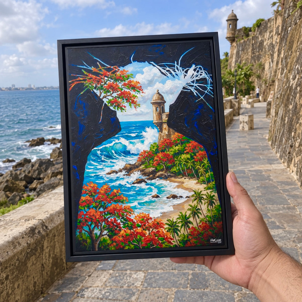 UN RATO EN LA PLAYA - Framed Canvas Art