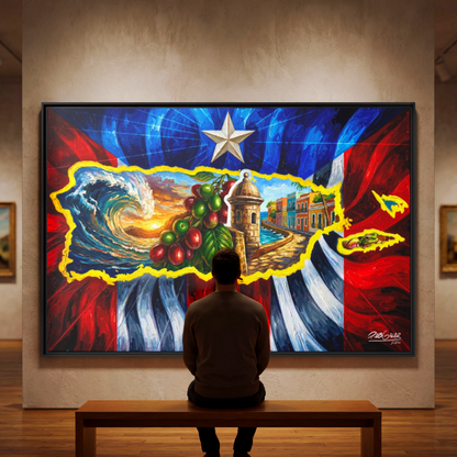 OBRA DE ARTE | Edición Limitada: "SOY DE LA ISLA DEL ENCANTO" - Enmarcada con Canvas PREMIUM. ¡LISTA PARA TI!