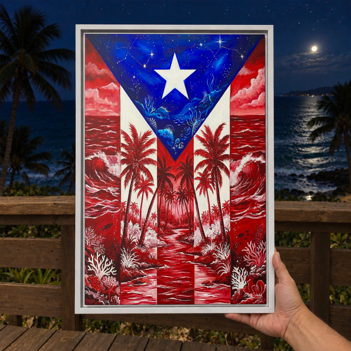 LOOK MY STAR - Framed Canvas Art Print