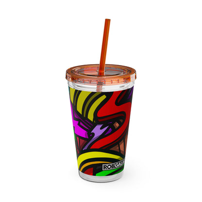 Vaso CURLY SUNSPLASH con pajita 16oz