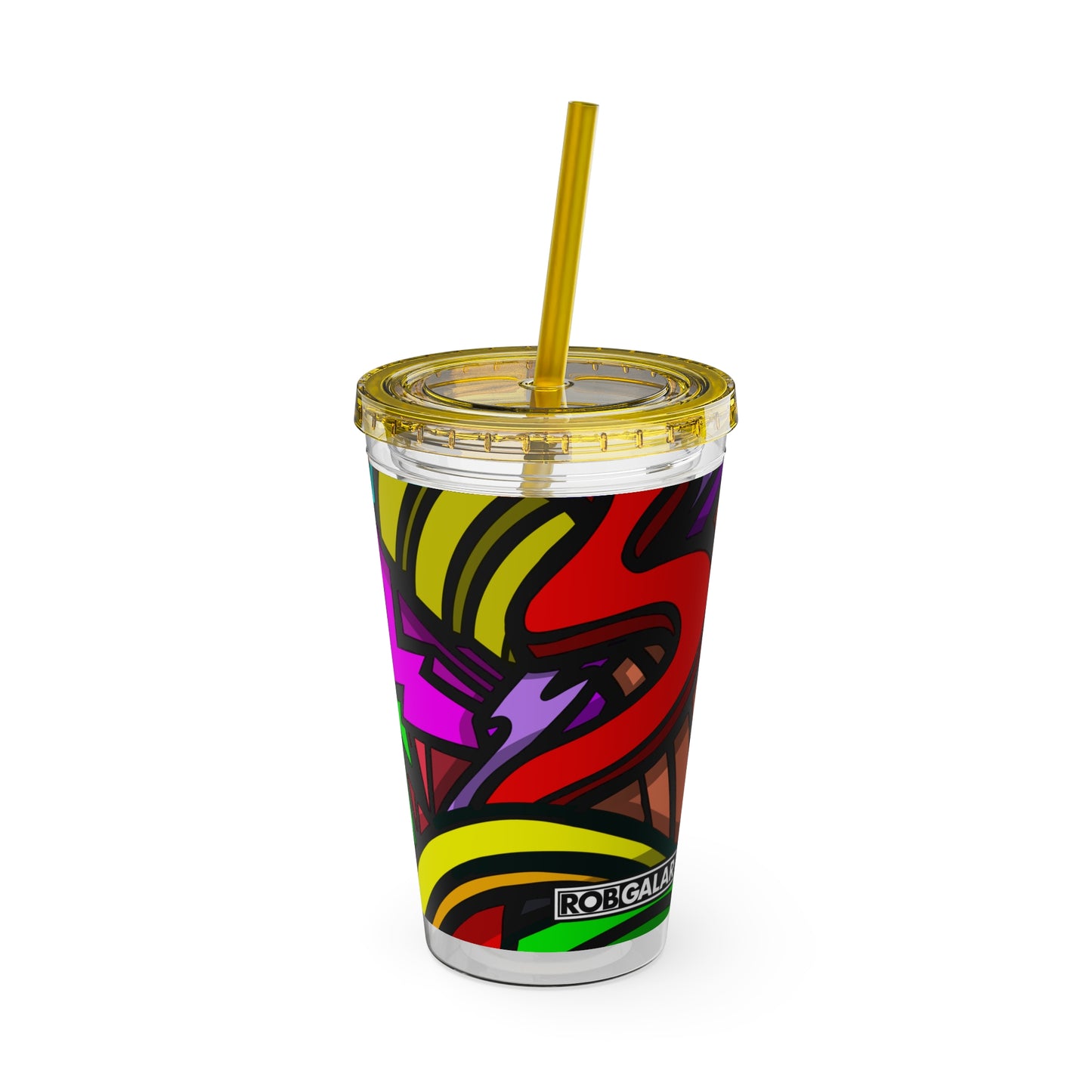 Vaso CURLY SUNSPLASH con pajita 16oz