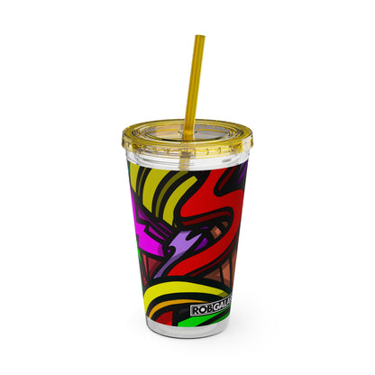 CURLY SUNSPLASH Tumbler with Straw