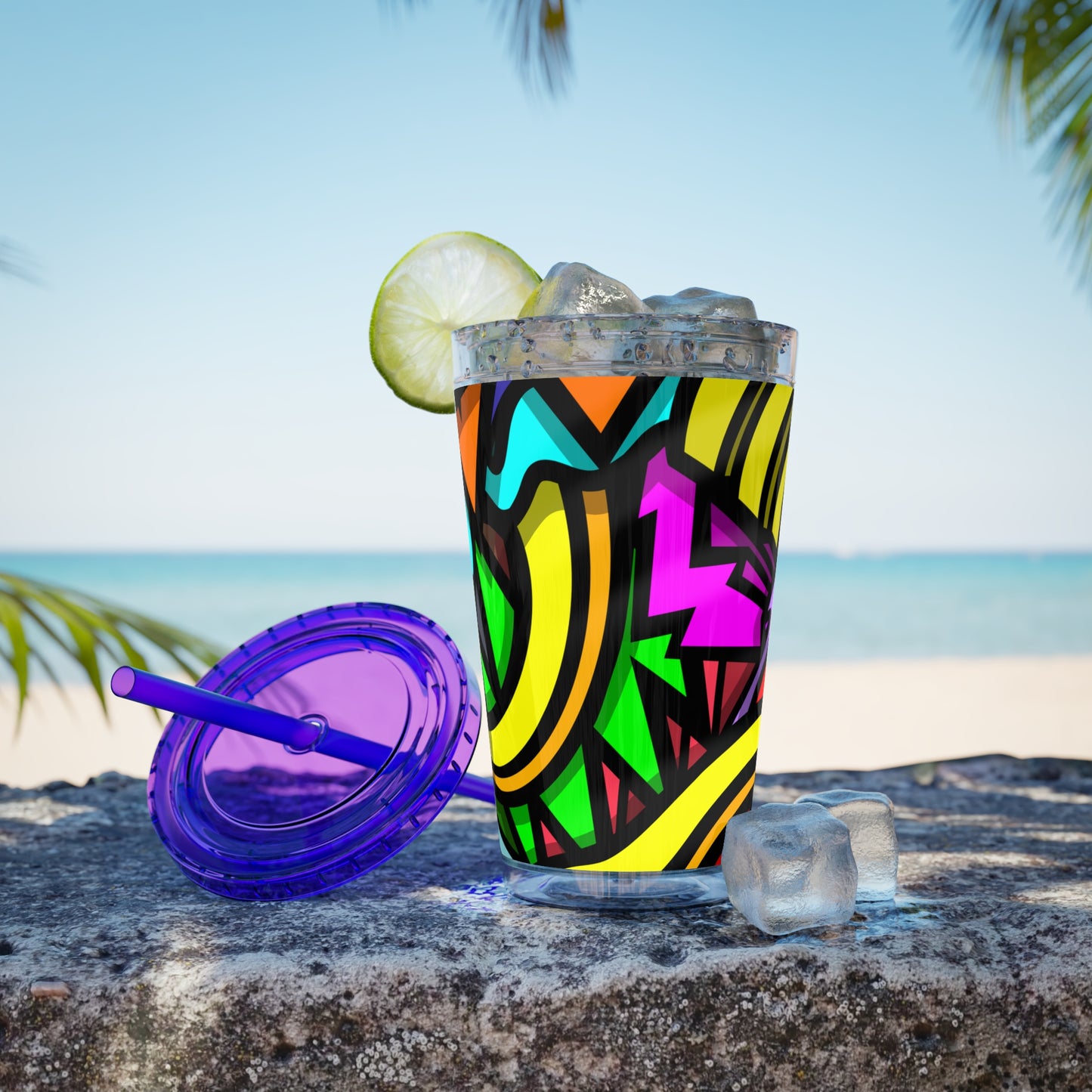 CURLY SUNSPLASH Tumbler with Straw