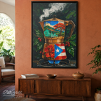 Café de Abuelo - Framed Canvas Art