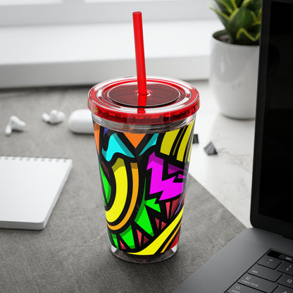 CURLY SUNSPLASH Tumbler with Straw