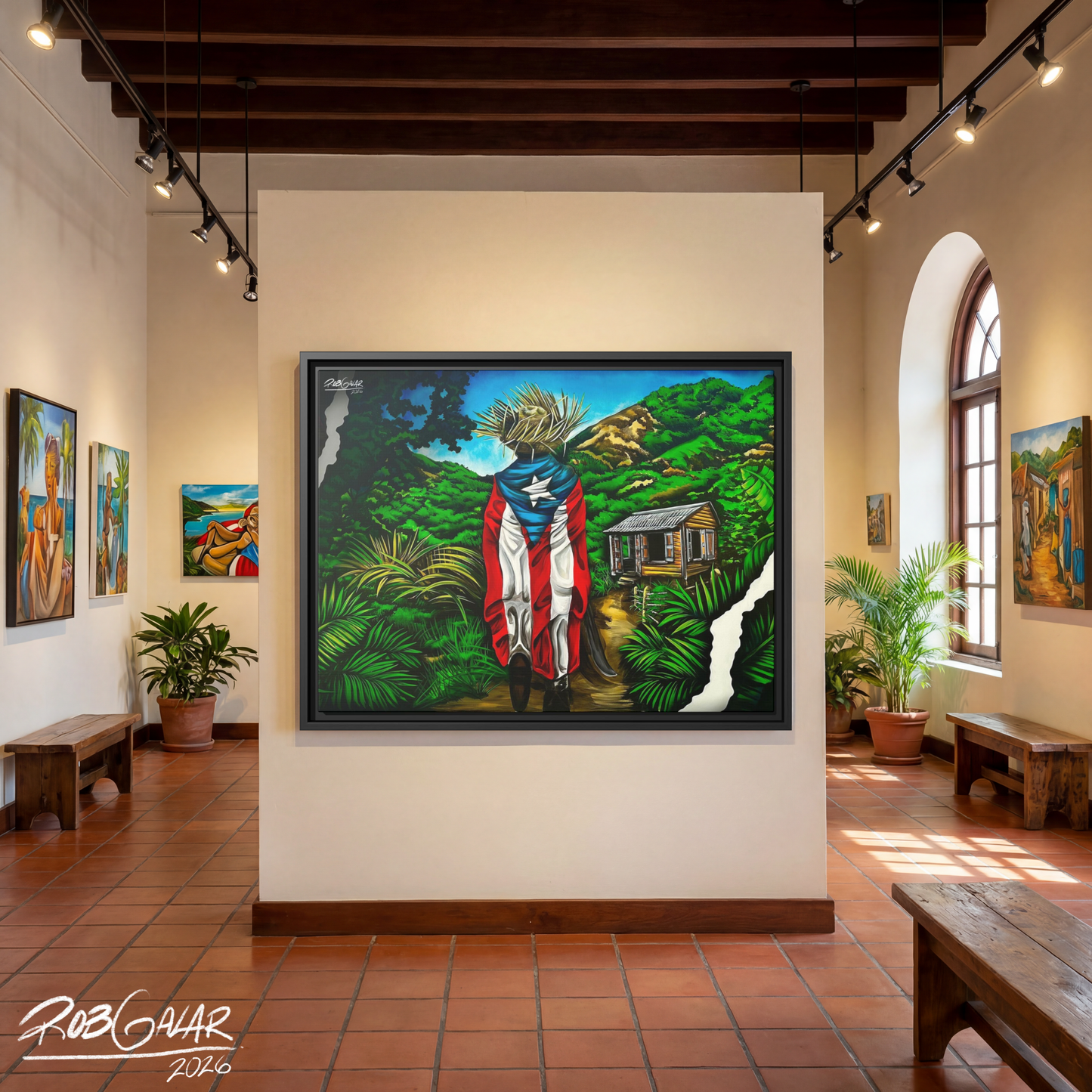 OBRA DE ARTE | Edición Limitada: "JIBARITO EN LA CASITA DEL CAMPO" - Enmarcada con Canvas PREMIUM. ¡LISTA PARA TI!