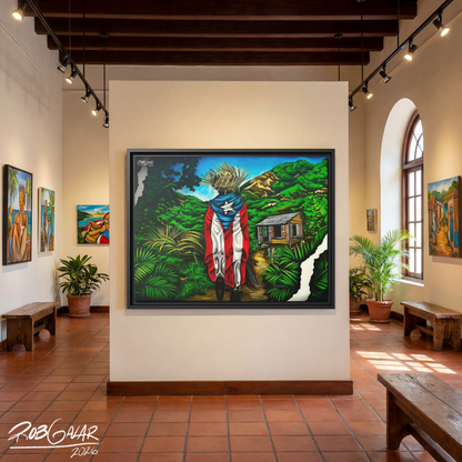 OBRA DE ARTE | Edición Limitada: "JIBARITO EN LA CASITA DEL CAMPO" - Enmarcada con Canvas PREMIUM. ¡LISTA PARA TI!