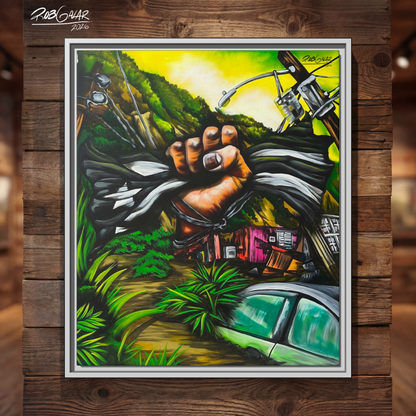 OBRA DE ARTE | Edición Limitada: "HURACÁN MARÍA" - Enmarcada con Canvas PREMIUM. ¡LISTA PARA TI!