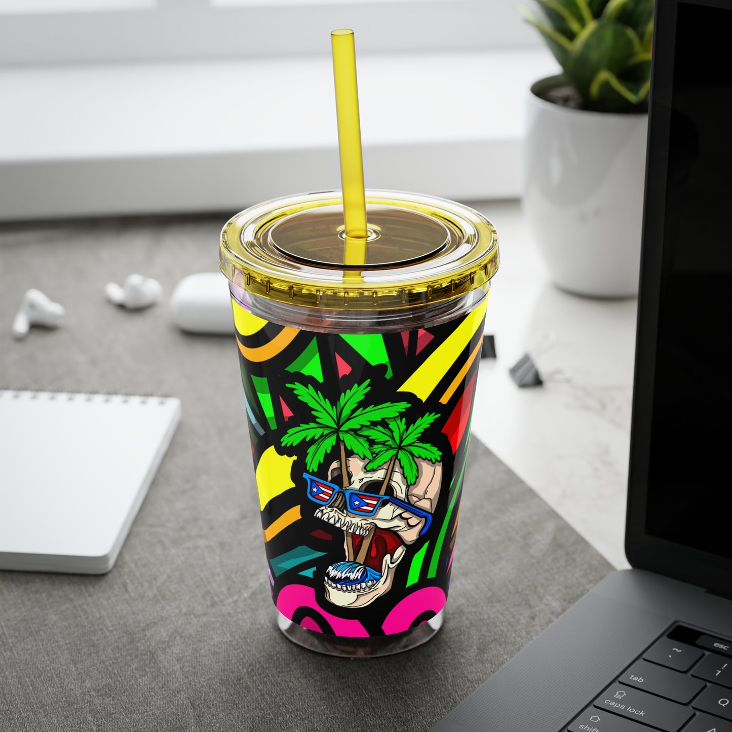 TROPI-SKELETON SUNSPLASH Vaso con pajita 16oz