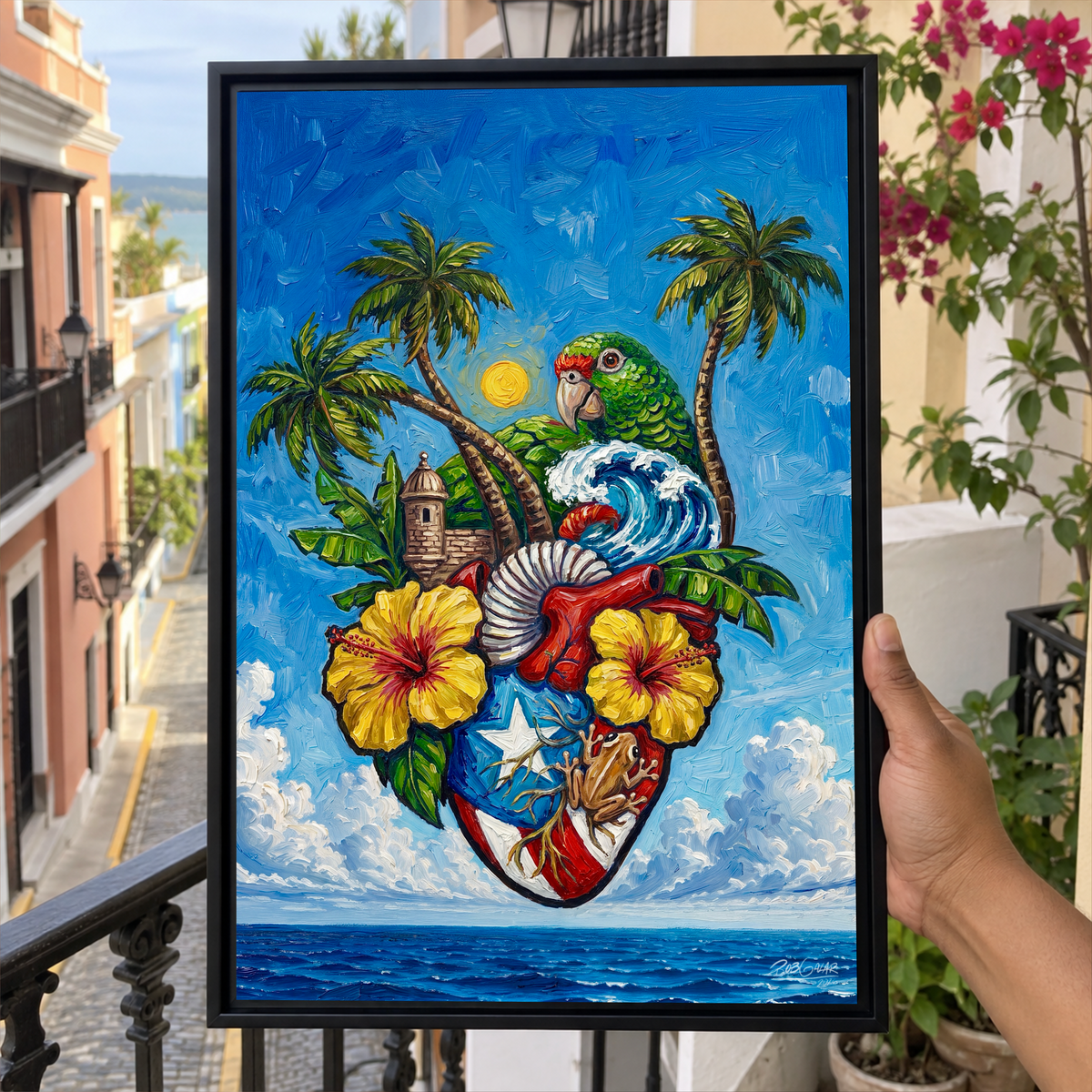 CORAZON BORICUA - Framed Canvas Art