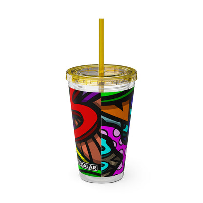 Vaso CURLY SUNSPLASH con pajita 16oz