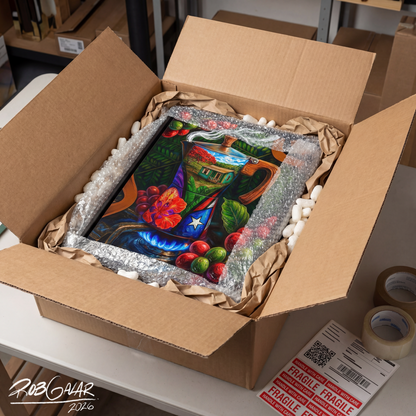 OBRA DE ARTE | Edición Limitada: "CAFÉ RICO!" - Enmarcada con Canvas PREMIUM. ¡LISTA PARA TI!