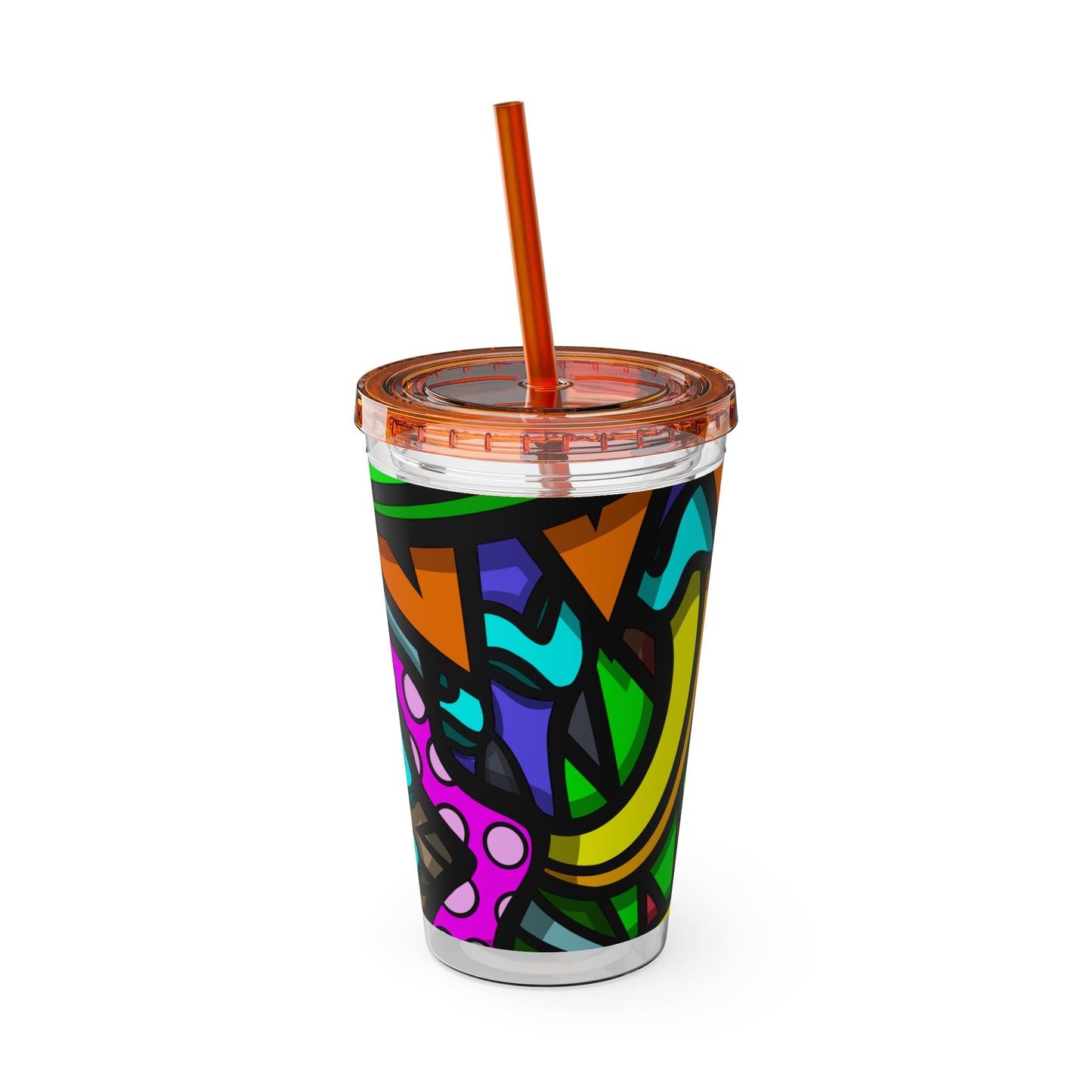 Vaso CURLY SUNSPLASH con pajita 16oz