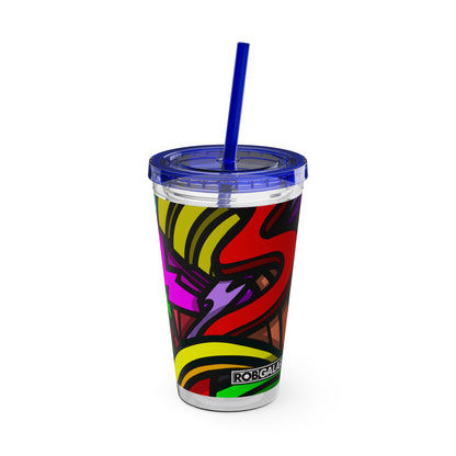 CURLY SUNSPLASH Tumbler with Straw