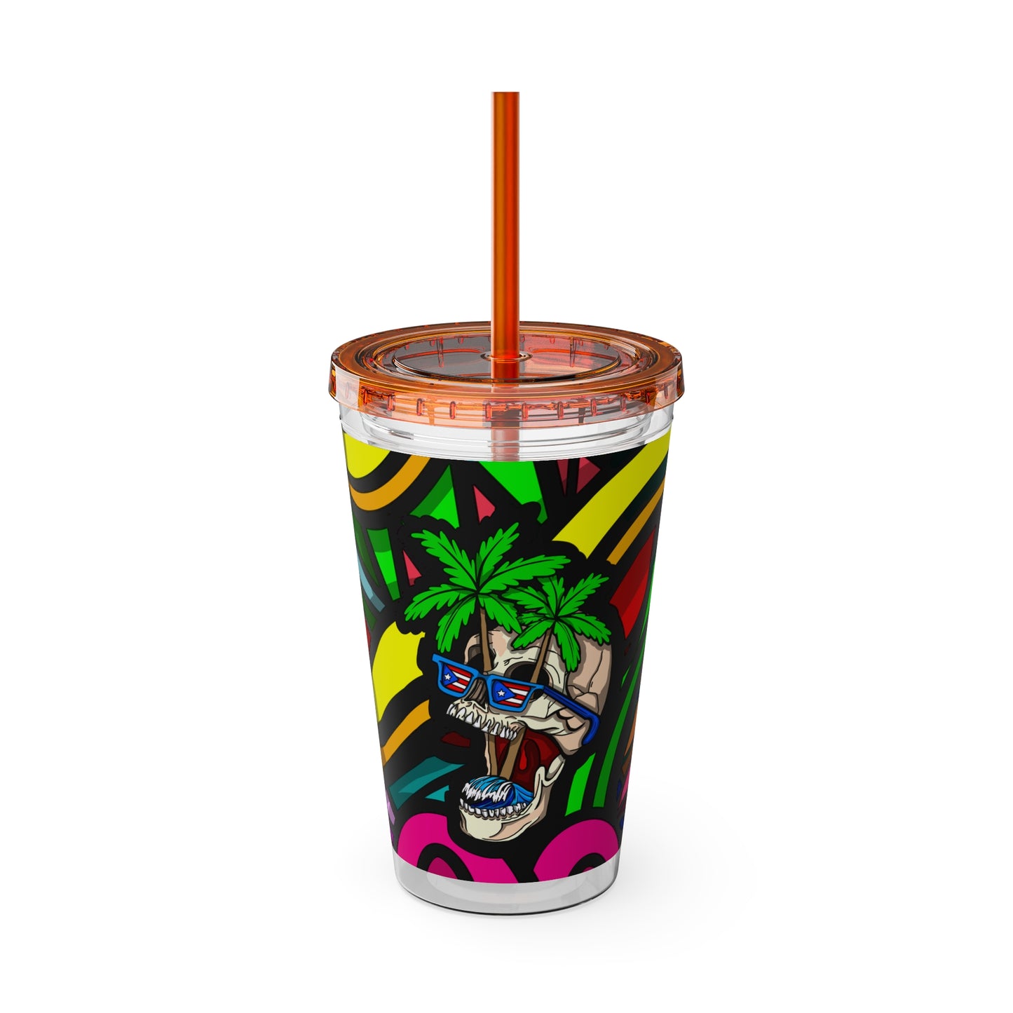 TROPI-SKELETON SUNSPLASH Vaso con pajita 16oz