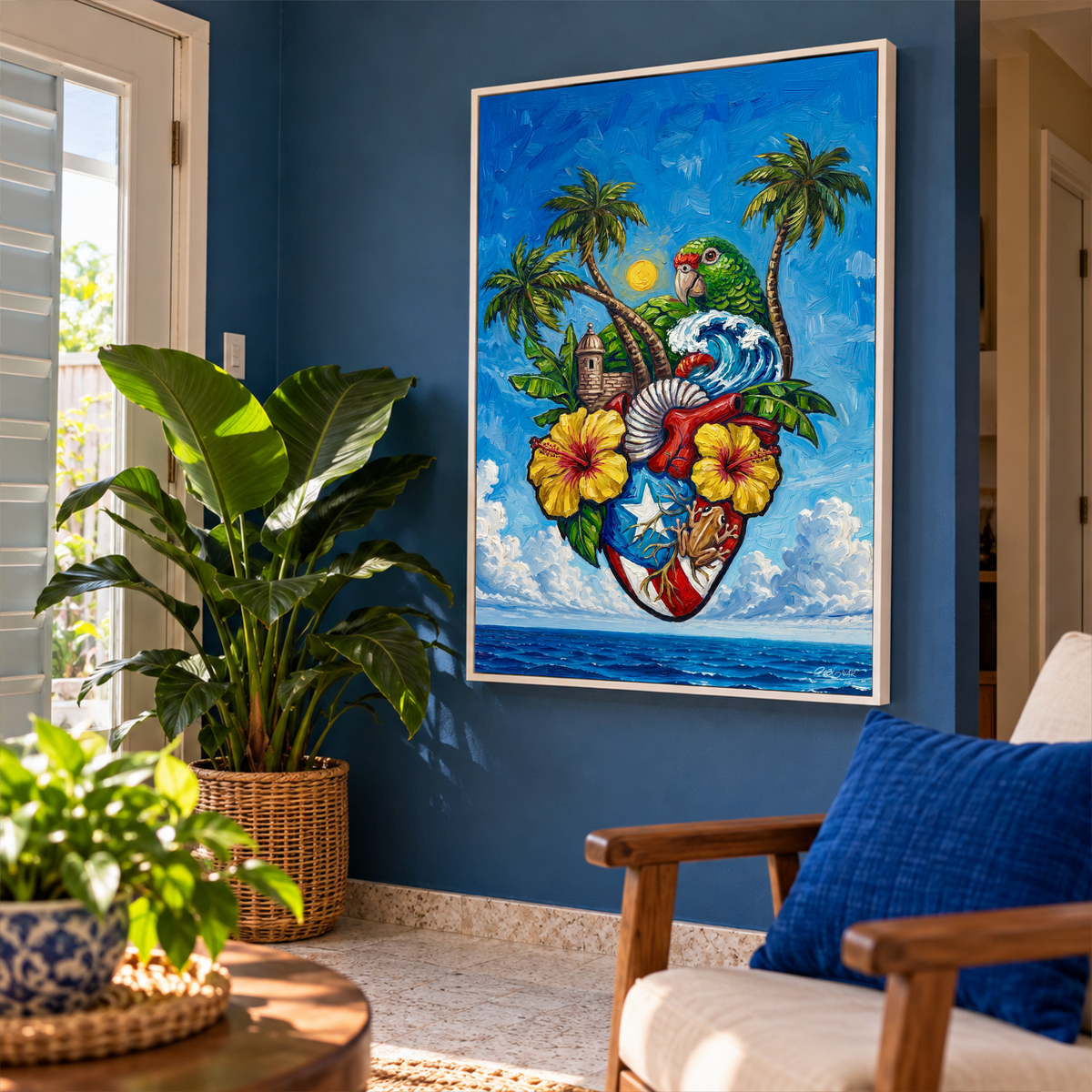 CORAZON BORICUA - Framed Canvas Art