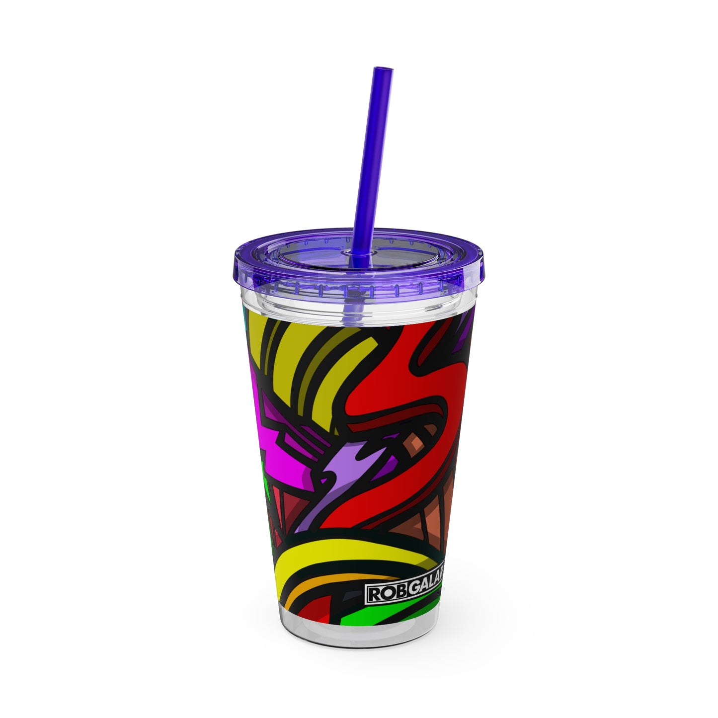 Vaso CURLY SUNSPLASH con pajita 16oz