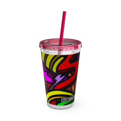 Vaso CURLY SUNSPLASH con pajita 16oz