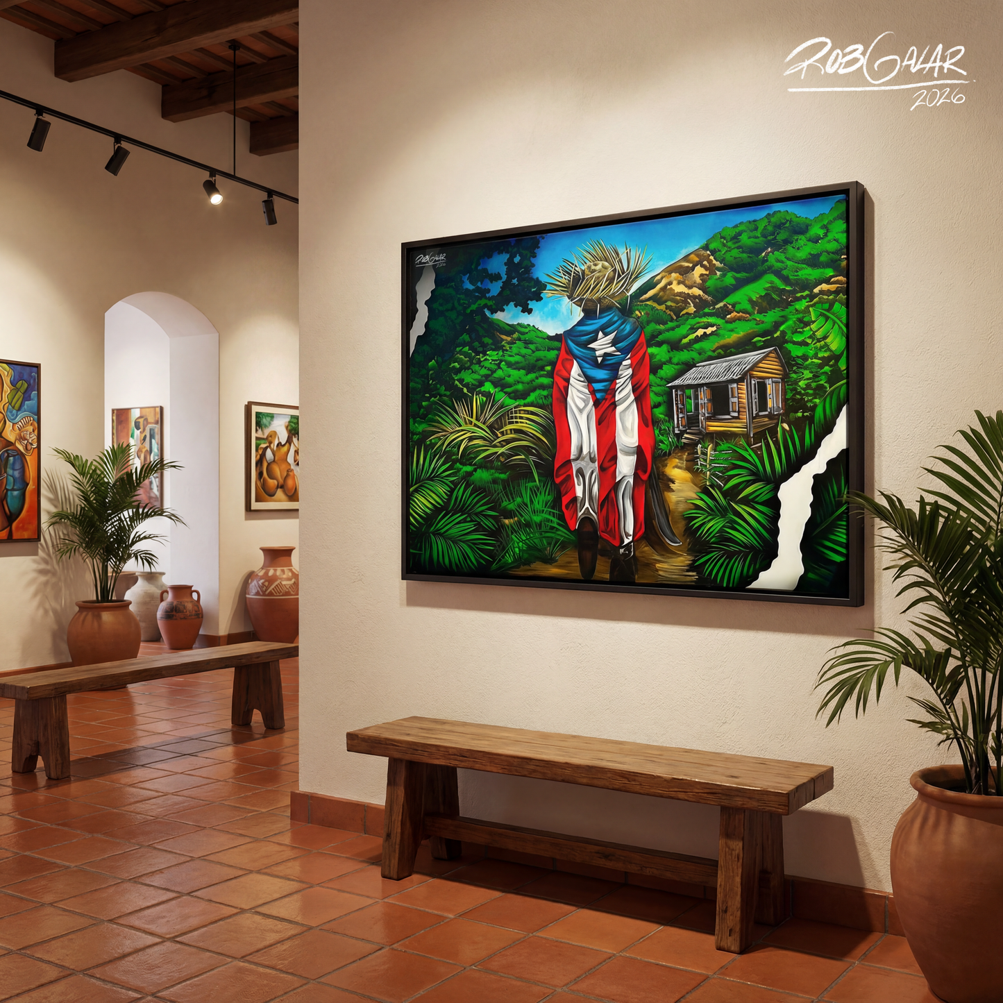 OBRA DE ARTE | Edición Limitada: "JIBARITO EN LA CASITA DEL CAMPO" - Enmarcada con Canvas PREMIUM. ¡LISTA PARA TI!
