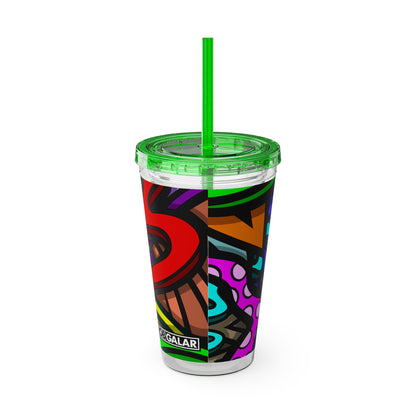 CURLY SUNSPLASH Tumbler with Straw