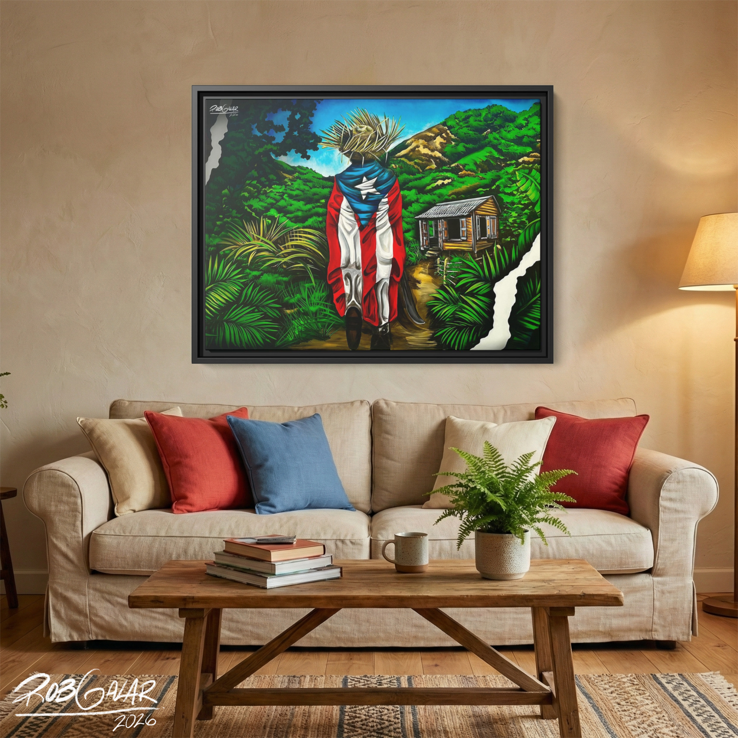 OBRA DE ARTE | Edición Limitada: "JIBARITO EN LA CASITA DEL CAMPO" - Enmarcada con Canvas PREMIUM. ¡LISTA PARA TI!