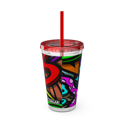 CURLY SUNSPLASH Tumbler with Straw