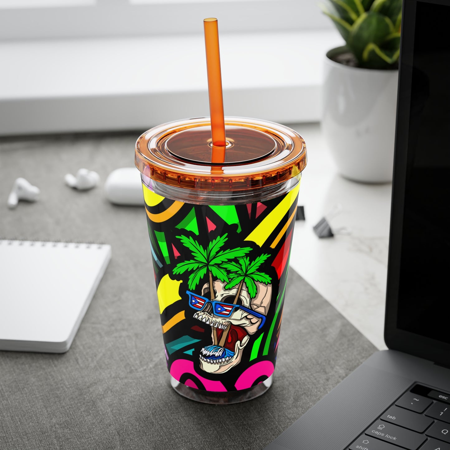 TROPI-SKELETON SUNSPLASH Tumbler with Straw