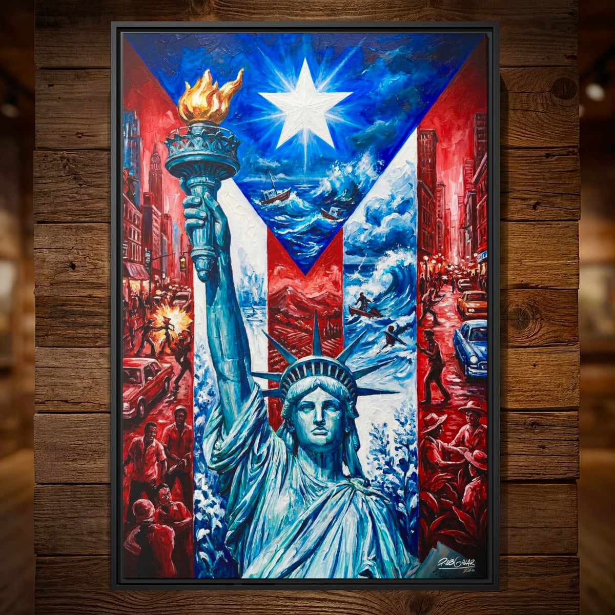 EN MEDIO DE LA TORMENTA  - LIMITED EDITION 0.8 - Framed Canvas Art