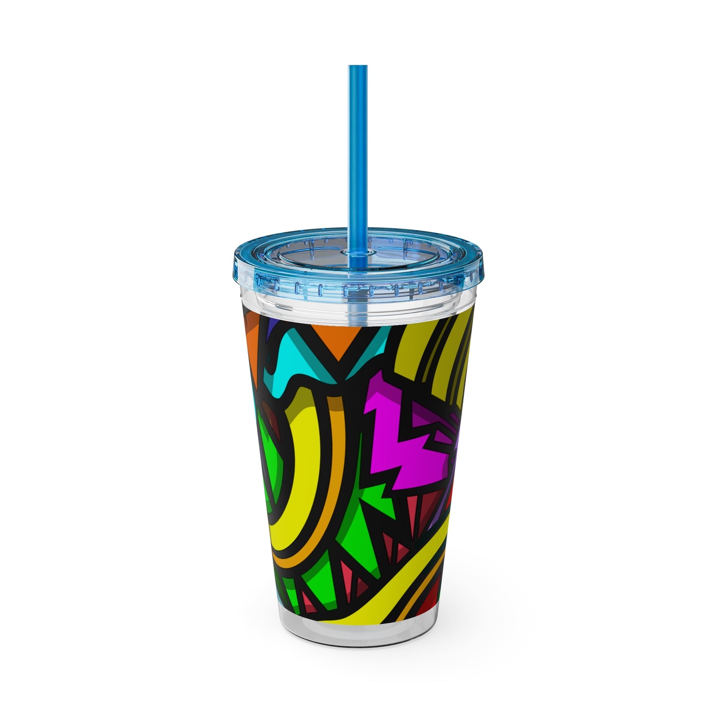 Vaso CURLY SUNSPLASH con pajita 16oz