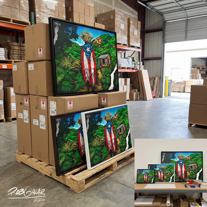 OBRA DE ARTE | Edición Limitada: "JIBARITO EN LA CASITA DEL CAMPO" - Enmarcada con Canvas PREMIUM. ¡LISTA PARA TI!