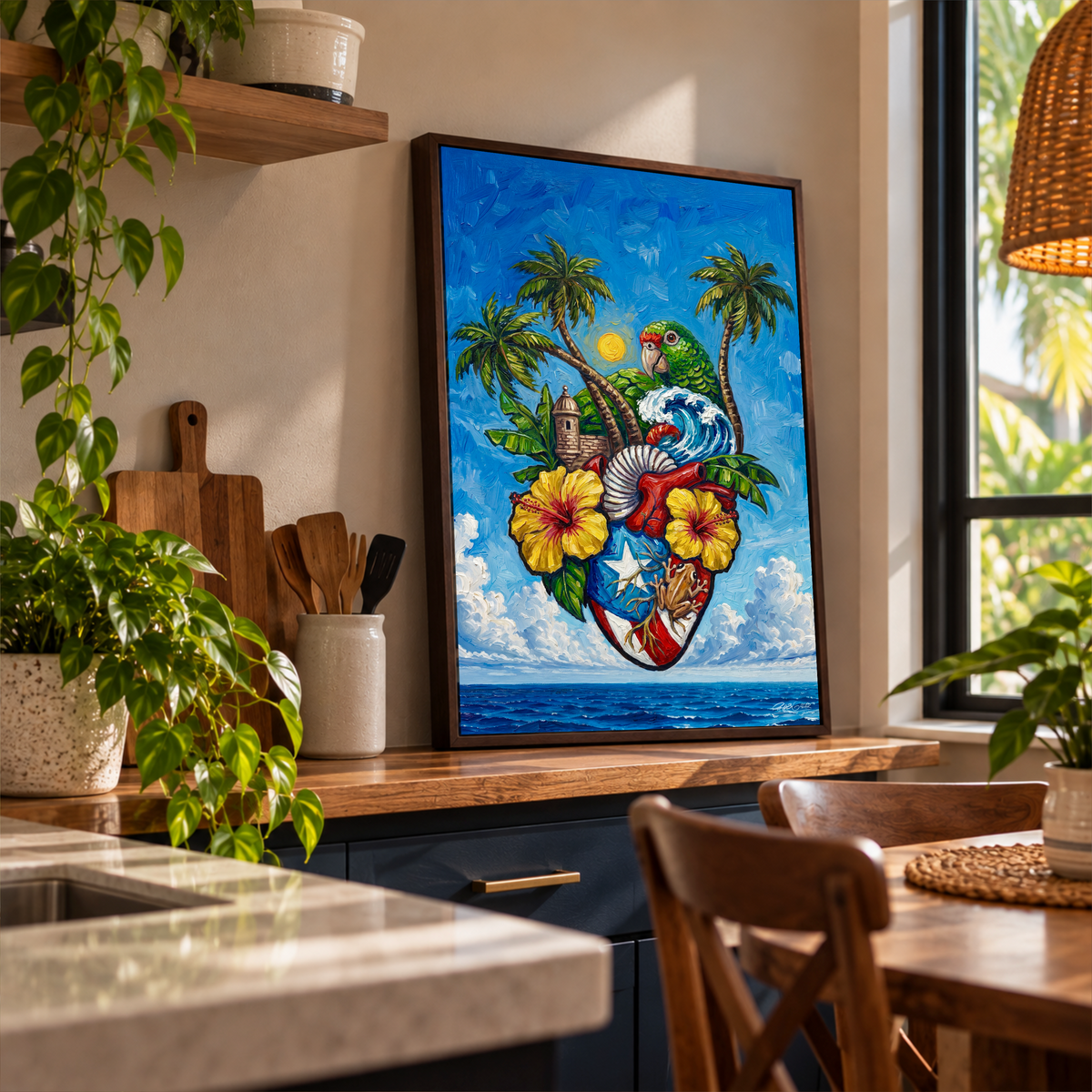 CORAZON BORICUA - Framed Canvas Art