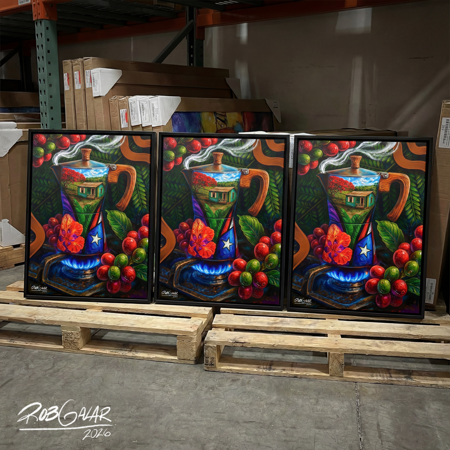 OBRA DE ARTE | Edición Limitada: "CAFÉ RICO!" - Enmarcada con Canvas PREMIUM. ¡LISTA PARA TI!