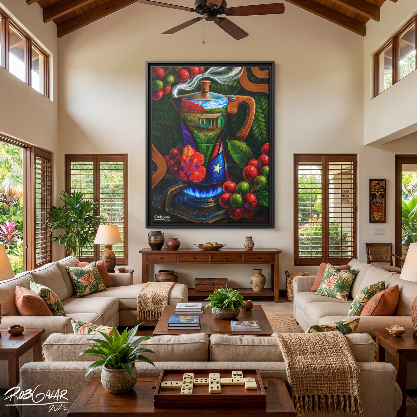 OBRA DE ARTE | Edición Limitada: "CAFÉ RICO!" - Enmarcada con Canvas PREMIUM. ¡LISTA PARA TI!
