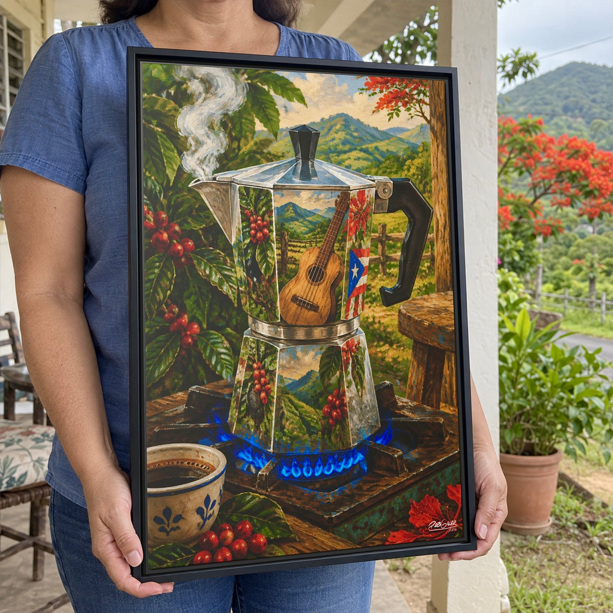 Rica Mañana - Framed Canvas Art